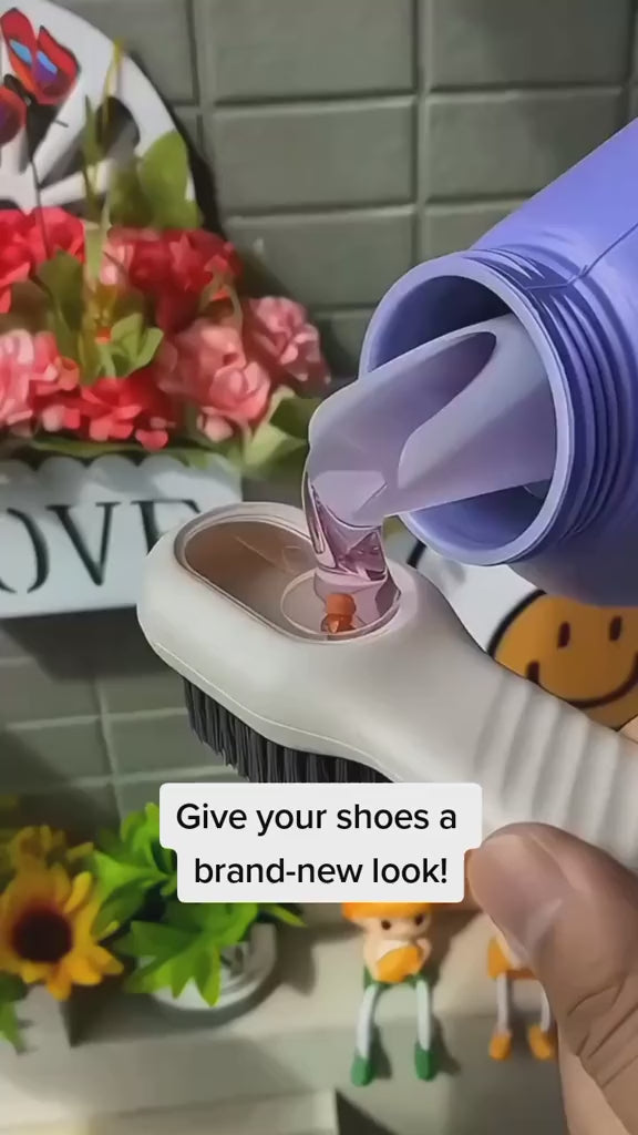 Multifunctional Shoe Cleaning & Polishing Brush | Soft Bristle Shoe Cleaner with Liquid Dispenser